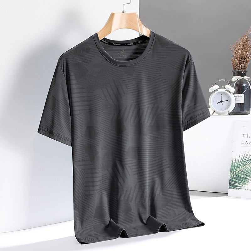 Ice Silk T-Shirt Men'S Quick-Drying Short-Sleeved T-Shirt Summer High-Elastic Ice-Feel Breathable Middle-Aged Tops Factory - Image 1