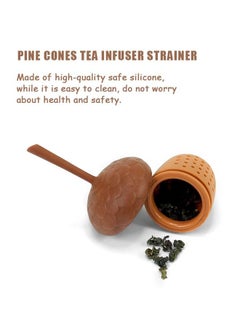 Generic Pine Cones Tea Infuser Strainer, Reusable Lovely Silicone Loose Leaf Tea Filter, High Temperature Resistance Non Toxic Tea Infusers (Brown)  - Image 3