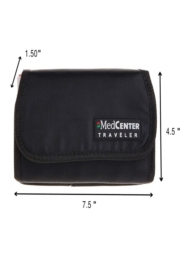 MEDCENTER منظم حبوب MEDCENTER للسفر لمدة 7 أيام، علبة حبوب سفر محمولة، منظم أدوية وحاوية حبوب نايلون مع 4 أقسام يومية، حجم قياسي - Image 2