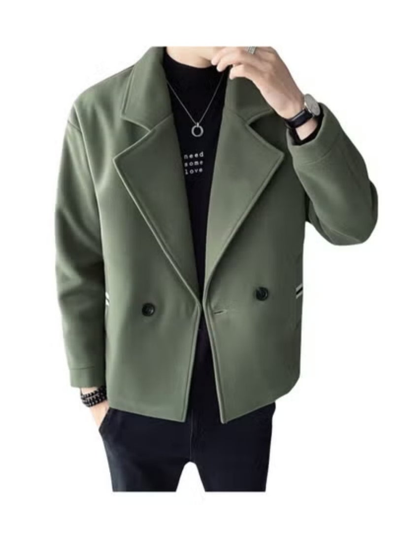 Shougu New Lapel Slim-fit Spliced Woolen Suit Jacket - Image 1
