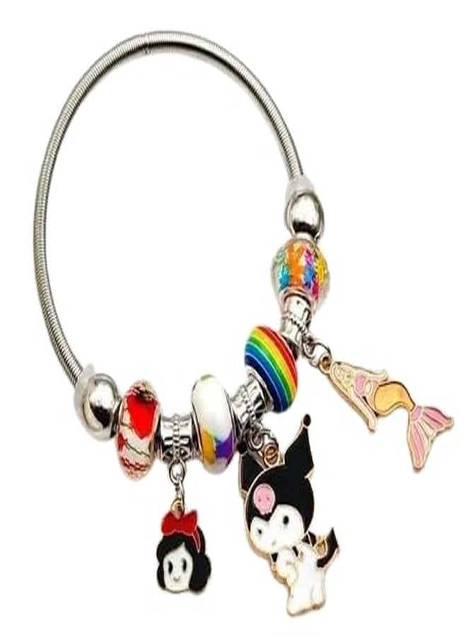 Plenteous سوار ملفوف من الفولاذ المقاوم للصدأ بتصميم أنيق مستوحى من الفتيات، مزين بخرزة وردية، قابل للتعديل، قطعة مجوهرات أنيقة وعصرية، إكسسوار مثالي كهدية للنساء والمراهقات (قطعة واحدة) - Image 1