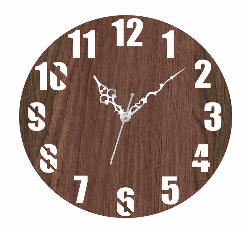 ADK Wooden Wall Clock MDF Designer Wall Watch Trendy Frameless Analog Hanging Home Decor Wall Clock for Bedroom Living Room Kitchen Drawing Room Office Standard 30 x 30 Cm 138 - Image 1
