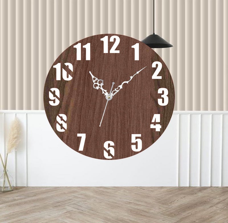 ADK Wooden Wall Clock MDF Designer Wall Watch Trendy Frameless Analog Hanging Home Decor Wall Clock for Bedroom Living Room Kitchen Drawing Room Office Standard 30 x 30 Cm 138 - Image 3