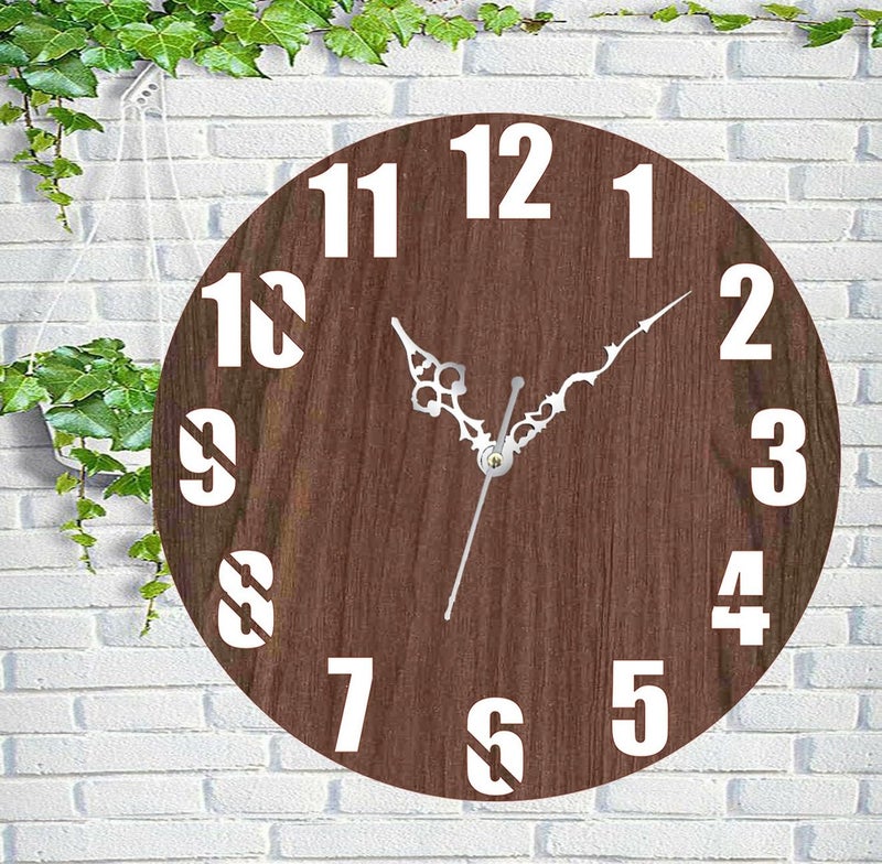 ADK Wooden Wall Clock MDF Designer Wall Watch Trendy Frameless Analog Hanging Home Decor Wall Clock for Bedroom Living Room Kitchen Drawing Room Office Standard 30 x 30 Cm 138 - Image 2