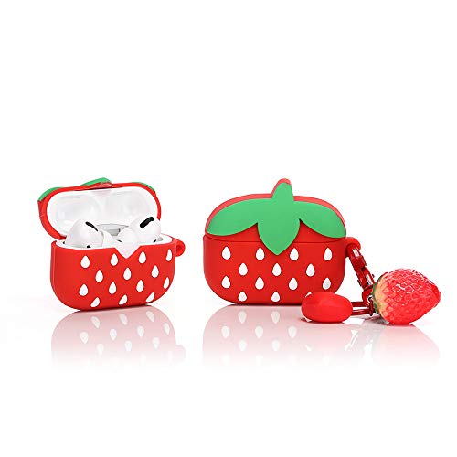 LEWOTE Silicone Case Compatible with Apple Airpods Pro & Pro 2 Funny Cute Cover [Fruit Dessert Series](Strawberry) - Image 1