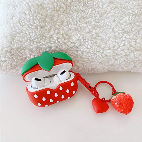 LEWOTE Silicone Case Compatible with Apple Airpods Pro & Pro 2 Funny Cute Cover [Fruit Dessert Series](Strawberry) - Image 2