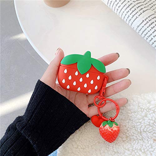 LEWOTE Silicone Case Compatible with Apple Airpods Pro & Pro 2 Funny Cute Cover [Fruit Dessert Series](Strawberry) - Image 3