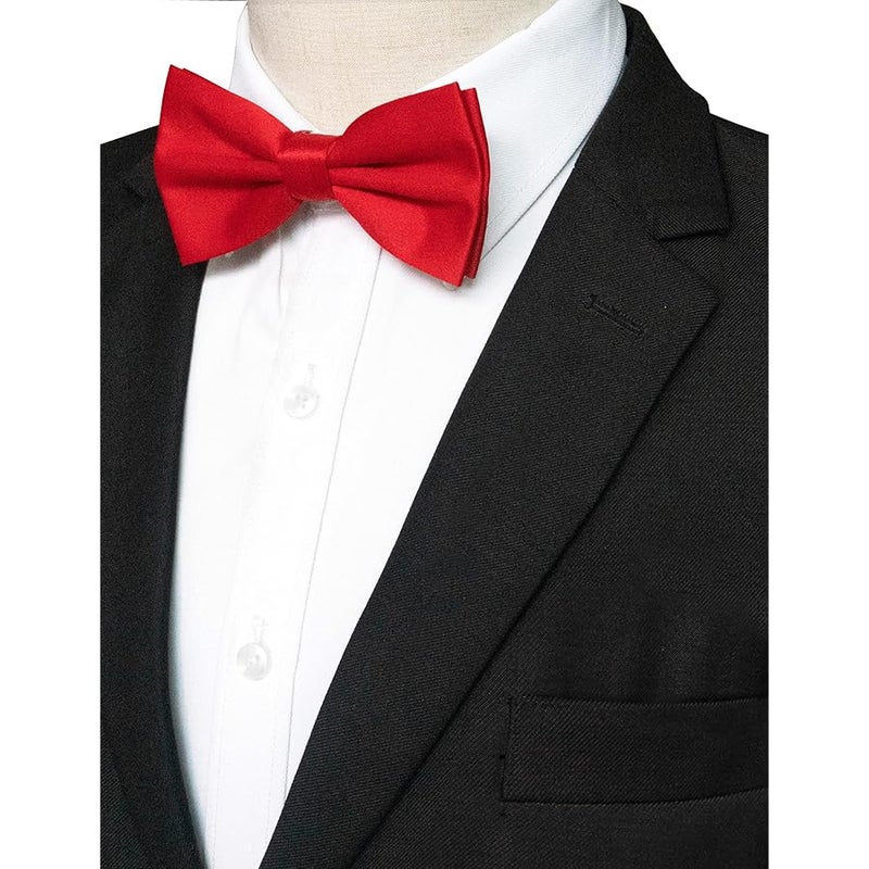 JEMYGINS Solid Color Pre-tied Bow Tie Adjustable Bowtie for Men, Red, general - Image 2