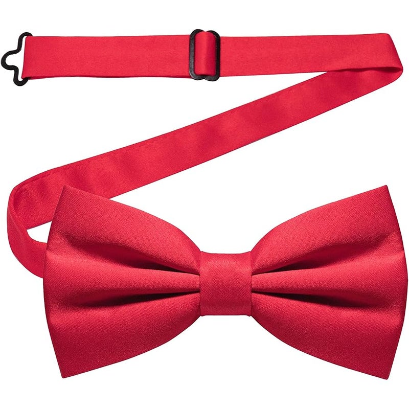JEMYGINS Solid Color Pre-tied Bow Tie Adjustable Bowtie for Men, Red, general - Image 1