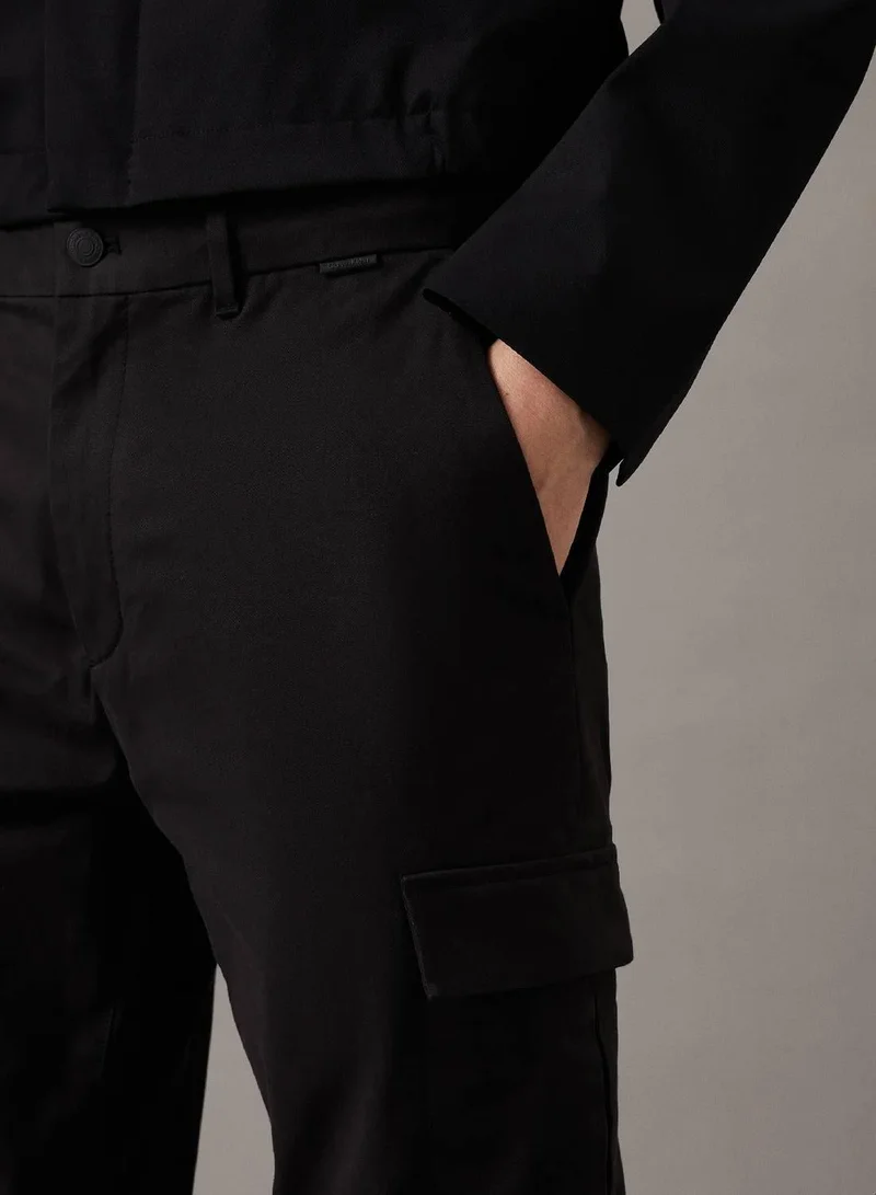 Calvin Klein Ck Black Tapered Twill Cargo Trousers for Men | Best Price UAE