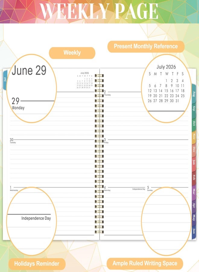 Lortarl Planner 2026-2027 - Academic Planner 2026-2027 Weekly and Monthly from July 2026 to June 2027, 9" x 11" with Inner Pocket, Colorful Coated Tabs - Image 3