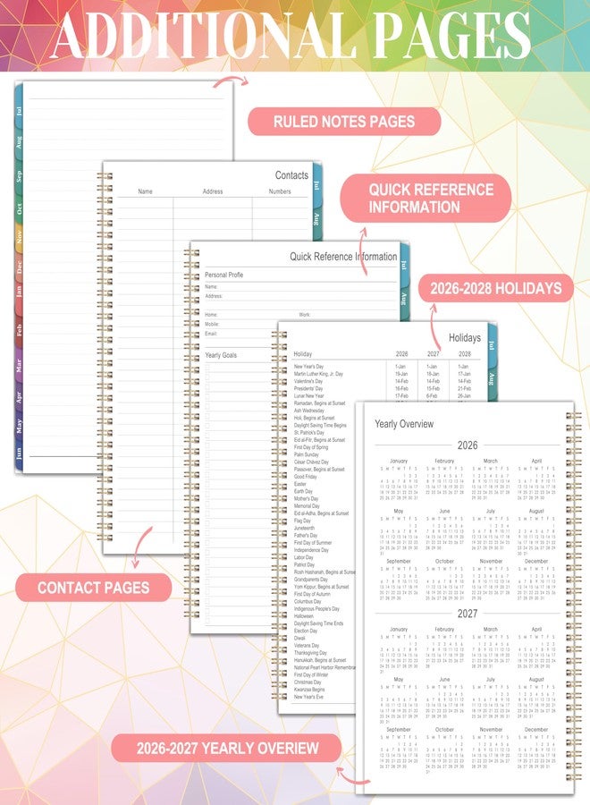 Lortarl Planner 2026-2027 - Academic Planner 2026-2027 Weekly and Monthly from July 2026 to June 2027, 9" x 11" with Inner Pocket, Colorful Coated Tabs - Image 4