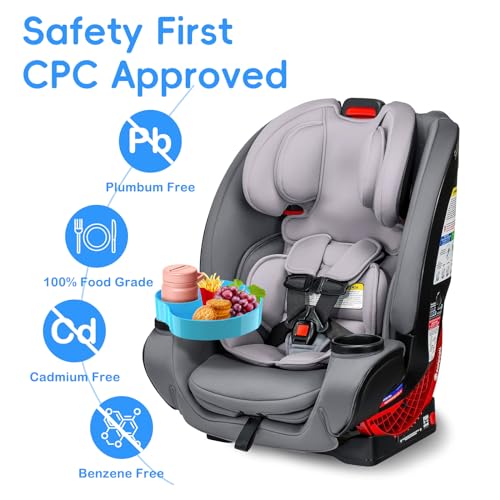 SSPONT Kids Car Seat Tray, Travel Tray with Cup Holder for Toddler Baby, Kids Car Seat Food Snack Organizer for Road Trip, Stroller snack Organizer Travel Must Haves Toddler Must Haves (Sky Blue, 1 PCS) - Image 2