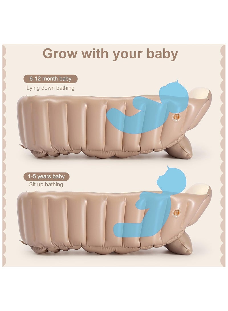 NANAO حمام قابل للنفخ للأطفال الصغار - حوض استحمام محمول مع مضخة هواء مدمجة - تصميم قابل للطي لسهولة التخزين - مثالي من حديثي الولادة إلى الرضع - Image 4