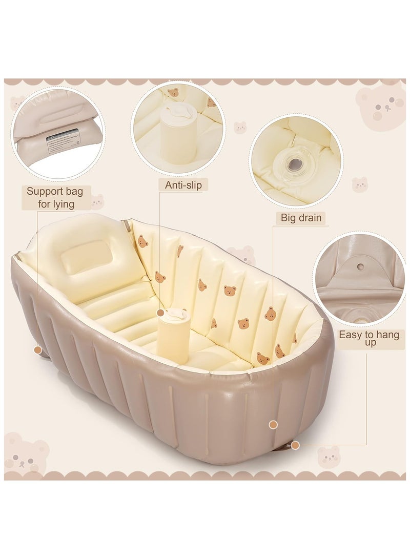 NANAO حمام قابل للنفخ للأطفال الصغار - حوض استحمام محمول مع مضخة هواء مدمجة - تصميم قابل للطي لسهولة التخزين - مثالي من حديثي الولادة إلى الرضع - Image 2