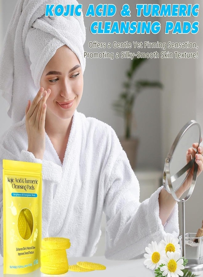 Calixe Turmeric Kojic Acid 2 Pack 120 Facial Pads Brightening Cleansing Exfoliating for Dark Spots and Oil Control Deep Clean for Uneven Tone and Pore Care Daily Cleansing Exfoliating for Sensitive Skin Glow Facial - Image 5