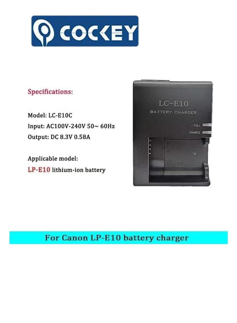 COCKEY LC-E10 Battery Charger for Canon LC-E10 LC-E10C LC-E10E Batteries for Canon EOS Rebel T7 T6 T5 T3 T100 4000D 3000D 2000D 1500D 1300D 1200D 1100D Cameras Battery Quick Chargers with Power Supply Cord - Image 3