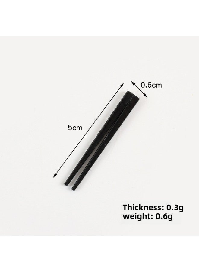 Simulation Transparent Snack Box Model Mini Fruit Box Packing Box Diy Ornaments Doll House Kitchen Toy Accessories-Color:Black Chopsticks (not Detachable)  - Image 1
