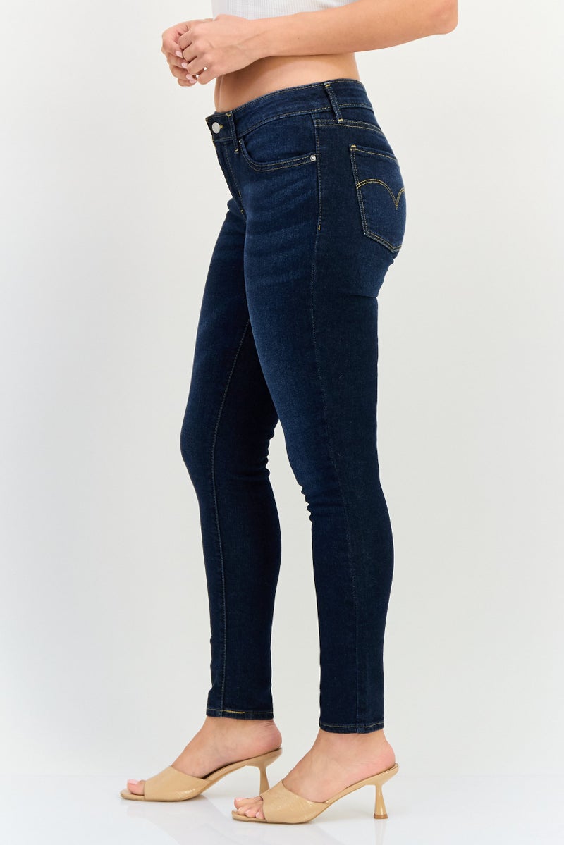 Levi's Women 711 Skinny Fit Washed Stretchable Denim Jeans, Navy - Image 3