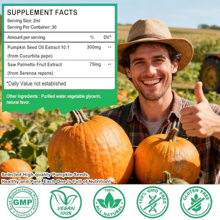 WellVeraVida Pumpkin Seed Oil with Saw Palmetto Drops-High Concentrated Pumpkin Seeds Oil Supplement for Hair, Bladder & Prostate Health丨 Cold Pressed, High Absorption Liquid for Women & Men丨NON-GMO, Vegan, 2Fl Oz - Image 5