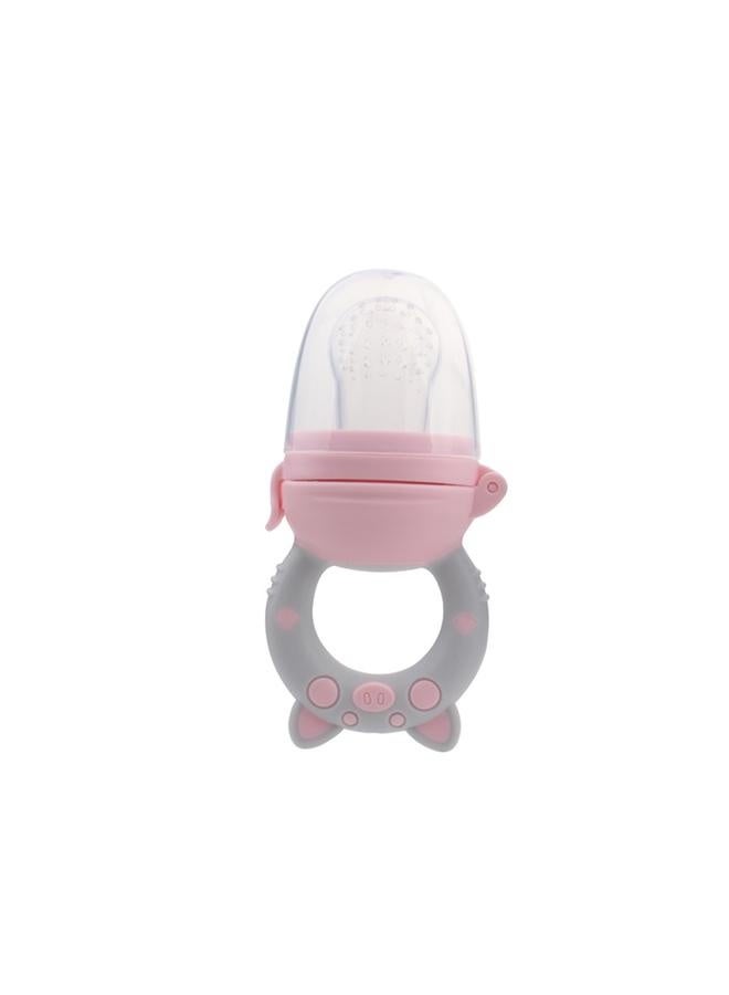 Baby Food Feeder Teeth Grinding BPA Free Silicone Fruit Feeder Pacifier for Babies Infants Medium Grey Pink