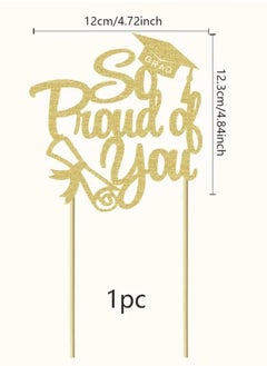 Generic 'So Proud of You' Graduation Cake Topper for him her Women Men, Gold Glitter Cupcake Muffins Baking Supplies Congratulations End of School Class DIY Present Gift Idea Party Supplies  - Image 4
