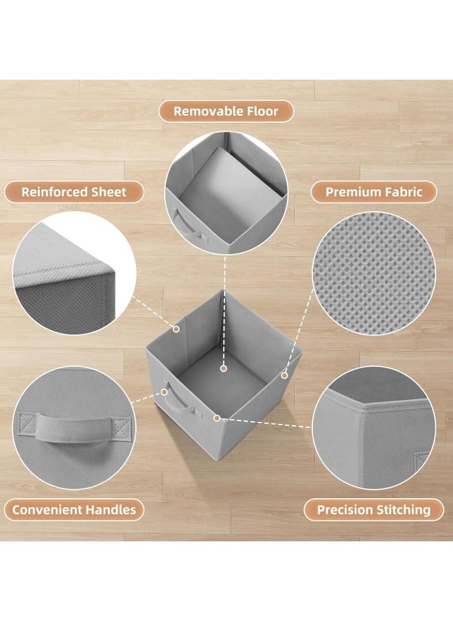 GGEROU 6Pcs Organizer Box Storage, Foldable Fabric Cloth Shelf Organizers Box With Handles, Bins Storage Organizer for Closet,Shelves,Office Grey  - Image 3