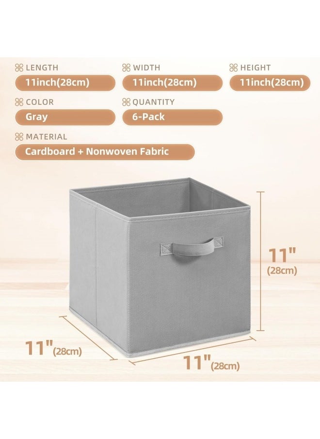 GGEROU 6Pcs Organizer Box Storage, Foldable Fabric Cloth Shelf Organizers Box With Handles, Bins Storage Organizer for Closet,Shelves,Office Grey  - Image 5