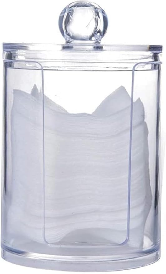 Vroxy Vroxy Round Makeup Removal Cotton WipesPad Dispenser Holder Transparent Cosmetic Cotton Dispenser Holder Containers for Makeup Room Bathroom Dressing Table 1Pcs  - Image 1