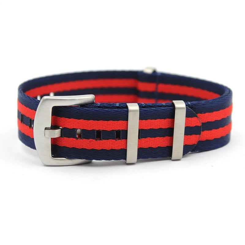 Bluejw Durable Replacement 100% Nylon Watch Strap – Smooth 1-Piece Seatbelt-Style Band with Striped Pattern for Vintage Watches, Fits 18mm 20mm 22mm - Image 1