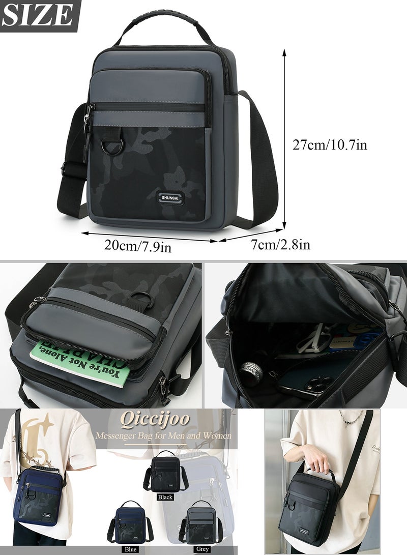 Qiccijoo Qiccijoo Crossbody Bag Messenger Bag for Men or Women Purse Shoulder Bag Sling Bag Travel Bag for Business Office School Satchel Bags Small Carry Bags(Grey) - Image 2