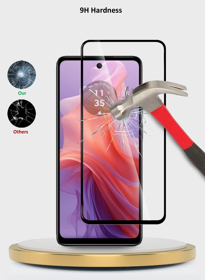 Wtech Motorola Moto E14 4G 2024 Premium E2E Full Glue Full Cover Tempered Glass Screen Protector (MSGECN) - Clear/Black - Image 4