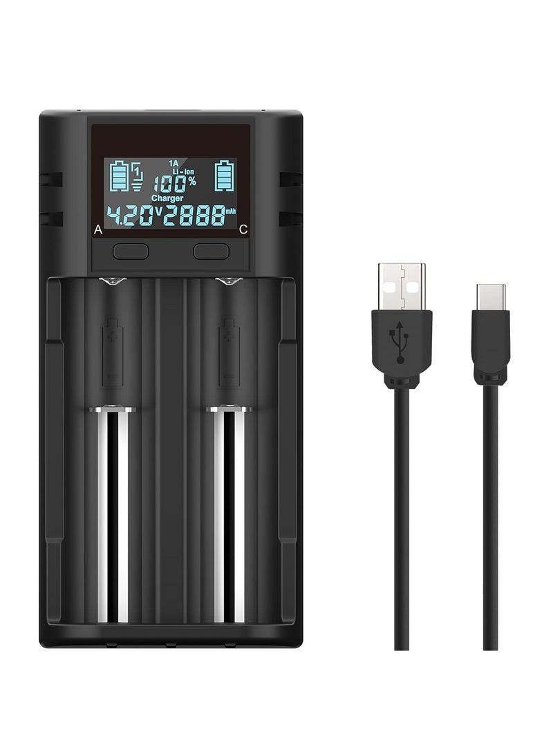 SYOSI شاحن بطارية 21750 21700، شاحن بطارية 18650 ذكي بشاشة LCD، شاحن ذكي، شاحن بطارية ذكي، شاحن عالي السرعة لبطاريات 20700 و22700 و26650 و26700 و16340 (RCR123) و17500 و17650 و17670 و18500  - Image 1