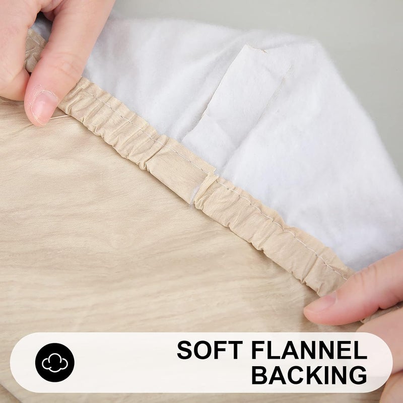 smiry Rectangle Picnic Tablecloth, Waterproof Elastic Fitted Table Covers for 8 Foot Tables, Wipeable Flannel Backed Vinyl Tablecloths for Camping, Indoor, Outdoor (Beige, 30x96 Inches) - Image 5
