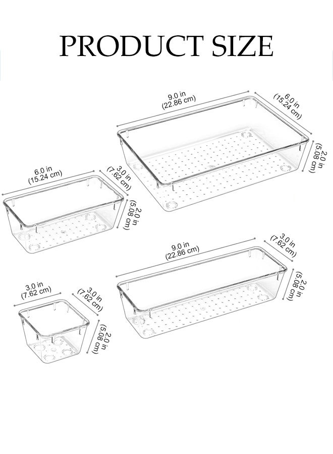 25 PCS Clear Plastic Drawer Organiser Set，Drawer Organizer Trays，Bathroom Drawer Tray Dividers，Durable and Sturdy, Saving Space，for Makeup, Bedroom, Kitchen and Office，4 Size - Image 2