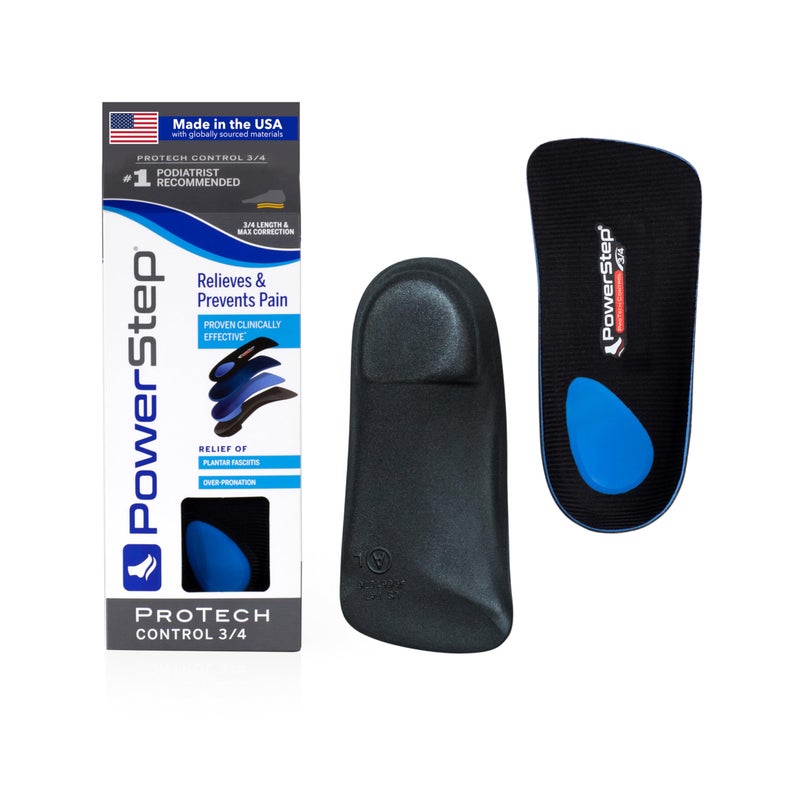 Powerstep PowerStep ProTech Control 34 Orthotic Inserts Medical Grade Orthotics for Overpronation Plantar Fasciitis Arch Pain Moderate Cushioning Premium Foam Heel Made in The USA M 565 W 785 