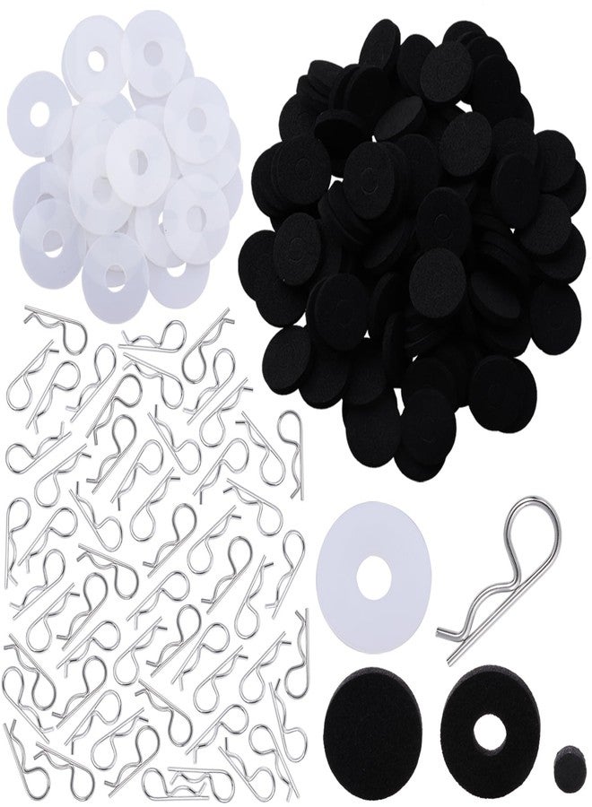 Hobbypark RC Body Clips (100) & Foam Body Washers(100) Nylon Body Washers(25) for Traxxas 1/10 Scale RC Cars Trucks, Replacement of 1834 1815 (Set of 225) - Image 1
