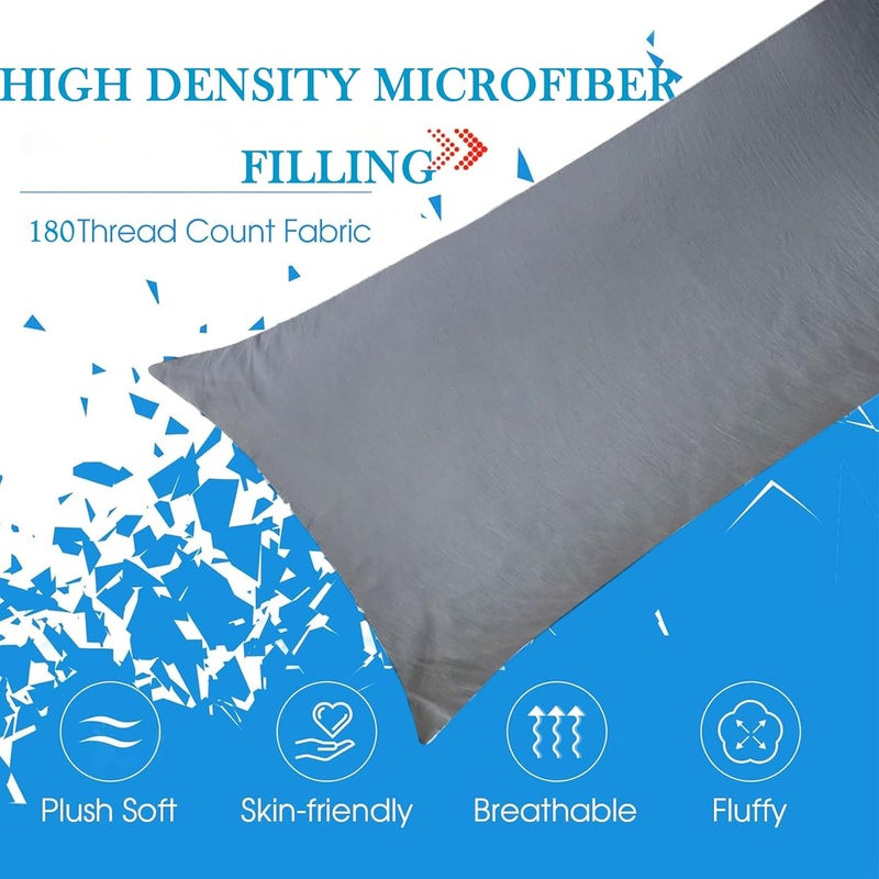 SHOUREN Cotton Body Pillow Insert - Cooling Breathable Full Body Pillow for Side Sleeper - Soft Long Bed Pillow for Adults - 20 x 54 inch-Gray - Image 5