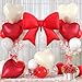 Vibzox Red Bow Foil BalloonsRed Cream White Heart Foil Balloons and Bow Print Balloons for Women Birthday Baby Shower Valentines Day Party Decorations - Image 2