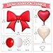Vibzox Red Bow Foil BalloonsRed Cream White Heart Foil Balloons and Bow Print Balloons for Women Birthday Baby Shower Valentines Day Party Decorations - Image 4