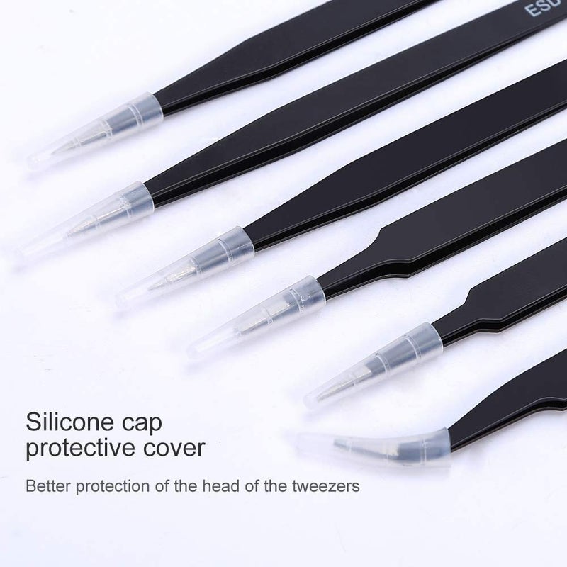 InkOcean 6 Pc Precision Tweezers Set Upgraded AntiStatic Stainless Steel Curved of Tweezers for Electronics Laboratory Work JewelryMaking Craft Soldering - Image 4