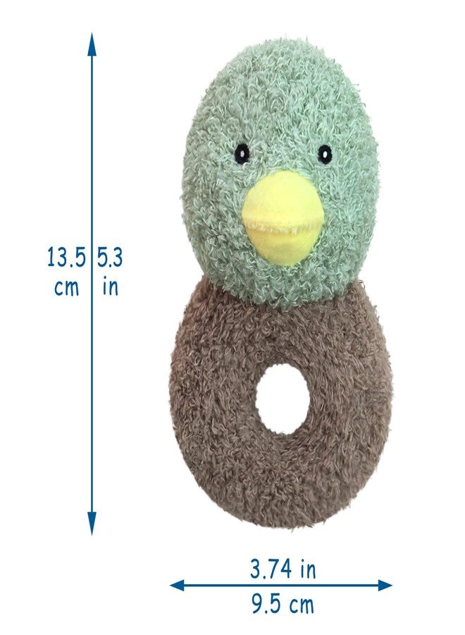 Doindute Baby Mallard Duck Soft Rattle Toy, Plush Green Duck Infant Shaker Rattle Easy-Grasp Stuffed Animal Toy, Gifts for Newborns Babies Toddlers Boys Girls, 5.3 Inches - Image 2