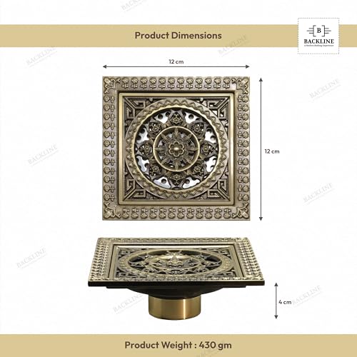 B Backline Brass Floor Drainer Bathroom Floor Water Drainer Bathroom Drain Grating with Anti-Foul Cockroach Trap 12 X 12 Cm (Antique Finish 5) - Image 4