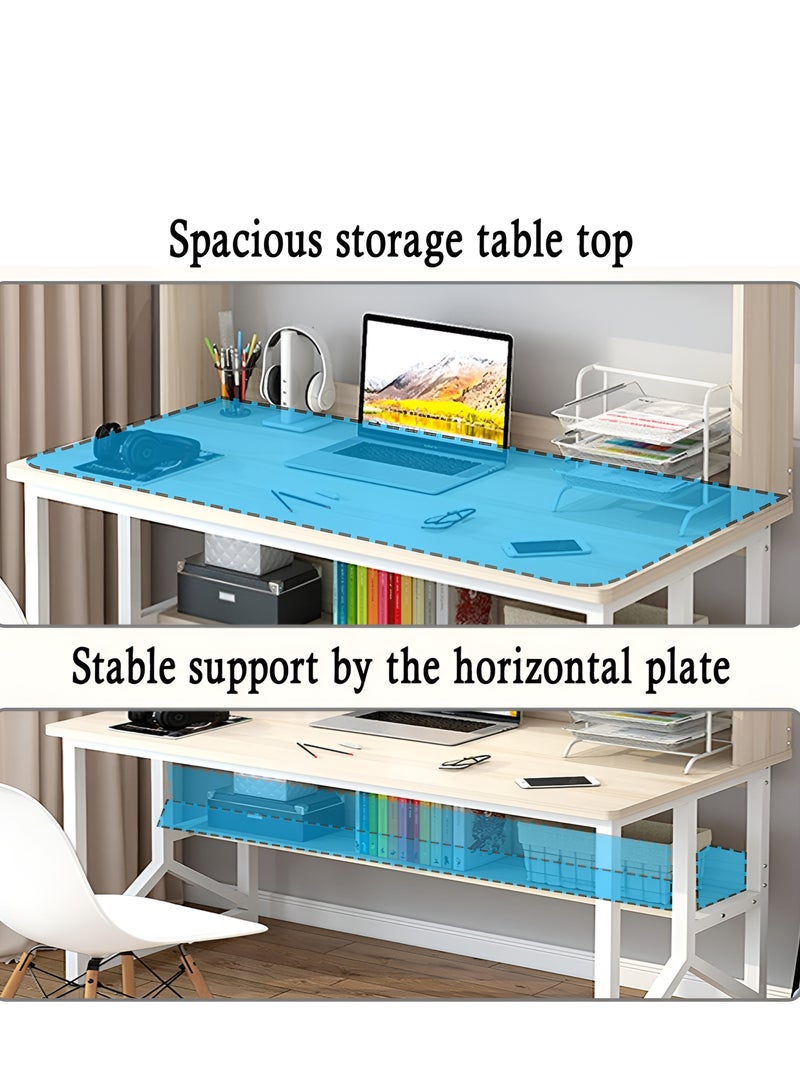 ZUIHAO Computer Desk with Bookrack Home Office Desk Study Table with Bookshelf 120 L 60 W 141.5 H cm WHITE - Image 3