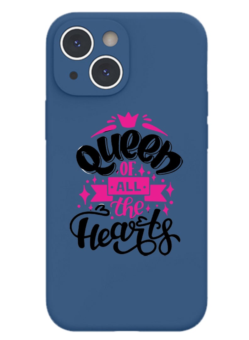 Theodor Protective Slim Fit Case Liquid Silicone Cover with Full Body Protection Anti-Scratch Shockproof Case For iPhone 13 Blue  - Queen of all hearts copy - Image 1