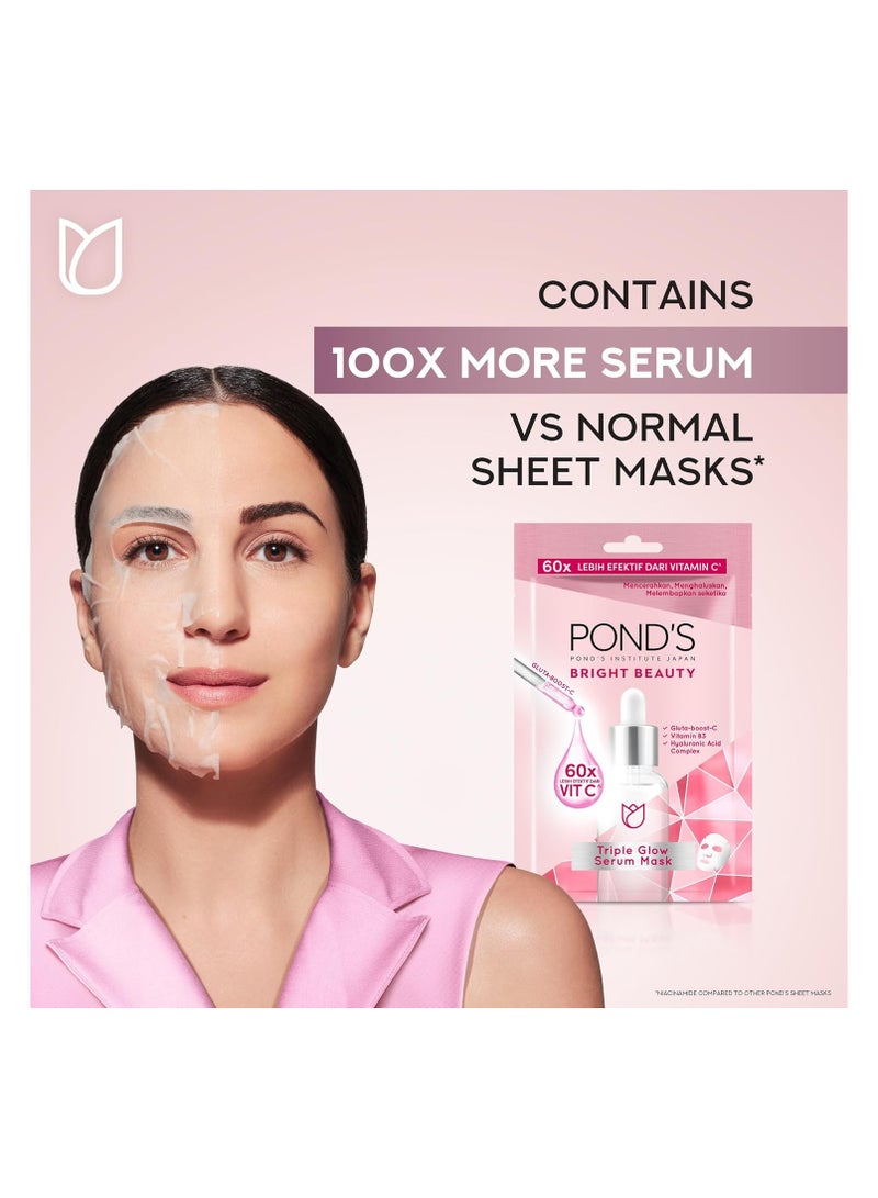 بوندس قناع ورقي من POND'S Bright Beauty Triple Glow Serum بحجم 20 جرام - Image 4