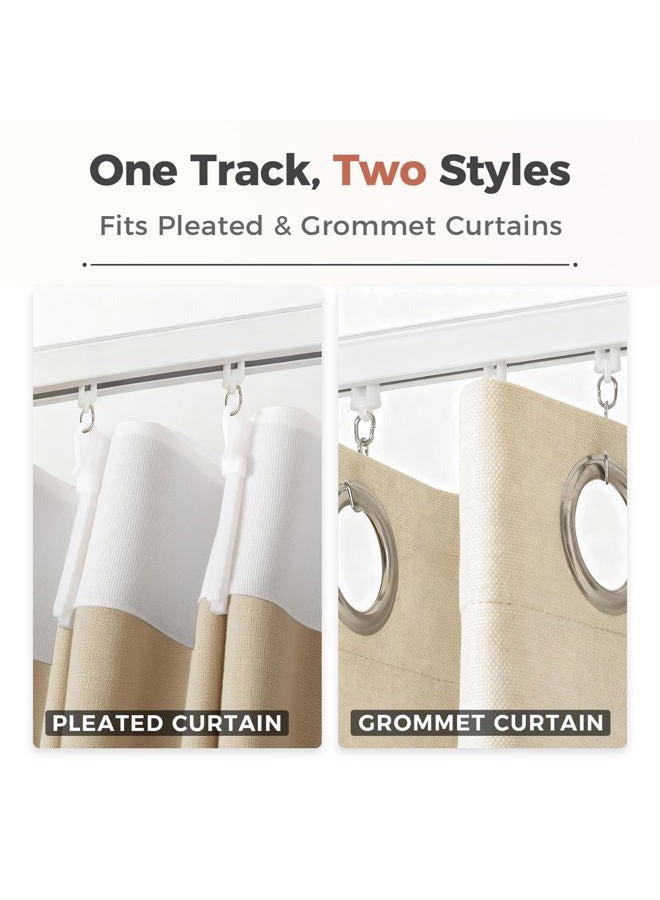 ChadMade Ceiling or Wall Mount Curtain Track Kit with Hooks, 3ft - 6ft Adjustable Length Drape Rail Set For Living Room Bedroom, Single Window Rods Work with Grommet and Pinch Pleated Curtain, White - Image 3
