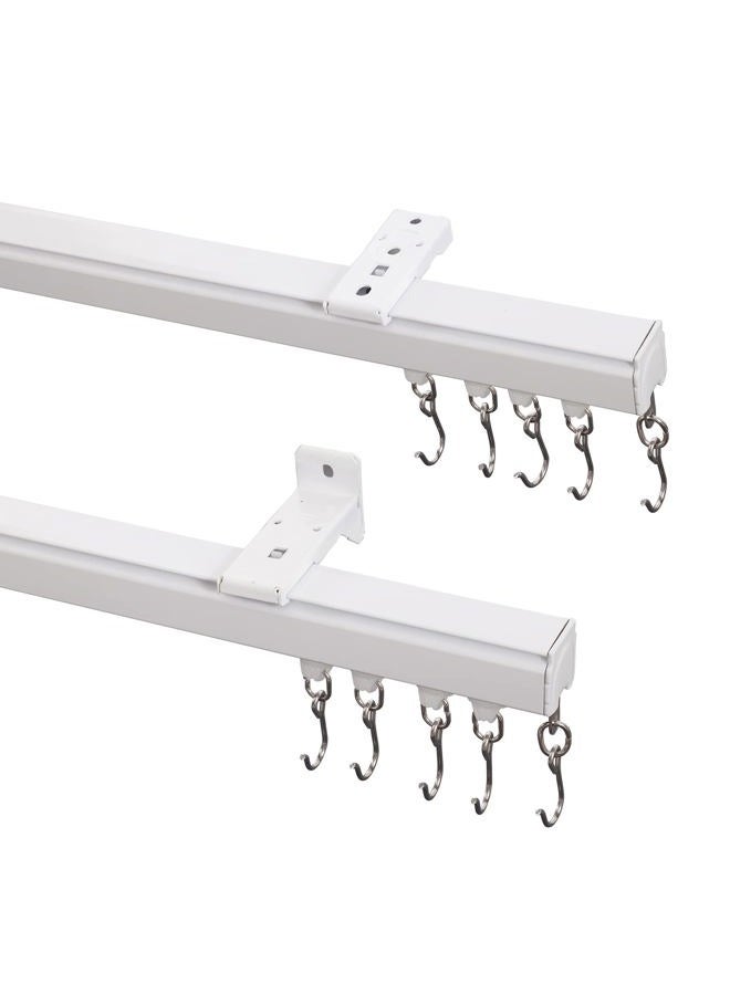 ChadMade Ceiling or Wall Mount Curtain Track Kit with Hooks, 3ft - 6ft Adjustable Length Drape Rail Set For Living Room Bedroom, Single Window Rods Work with Grommet and Pinch Pleated Curtain, White - Image 1
