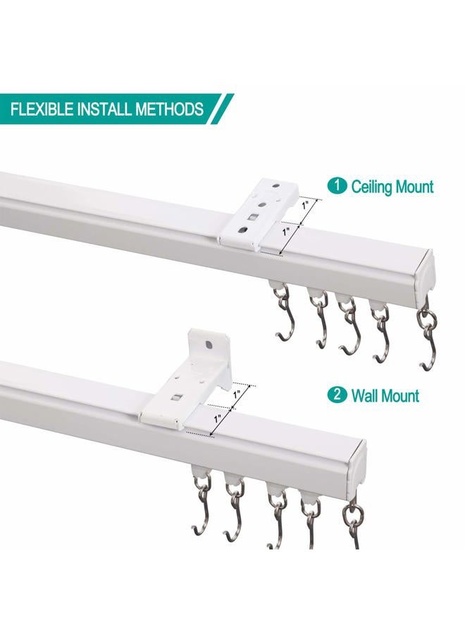 ChadMade Ceiling or Wall Mount Curtain Track Kit with Hooks, 3ft - 6ft Adjustable Length Drape Rail Set For Living Room Bedroom, Single Window Rods Work with Grommet and Pinch Pleated Curtain, White - Image 5