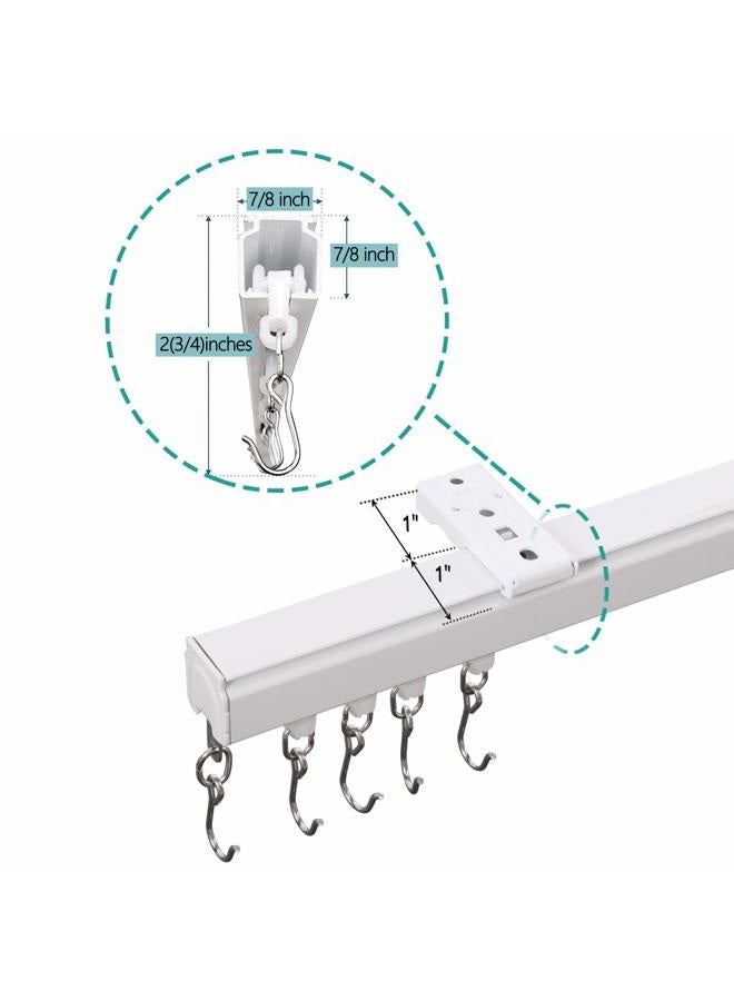 ChadMade Ceiling or Wall Mount Curtain Track Kit with Hooks, 3ft - 6ft Adjustable Length Drape Rail Set For Living Room Bedroom, Single Window Rods Work with Grommet and Pinch Pleated Curtain, White - Image 2